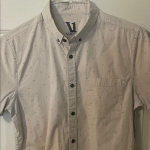 Vuori Light Cream Patterned Short Sleeve Shirt Medium